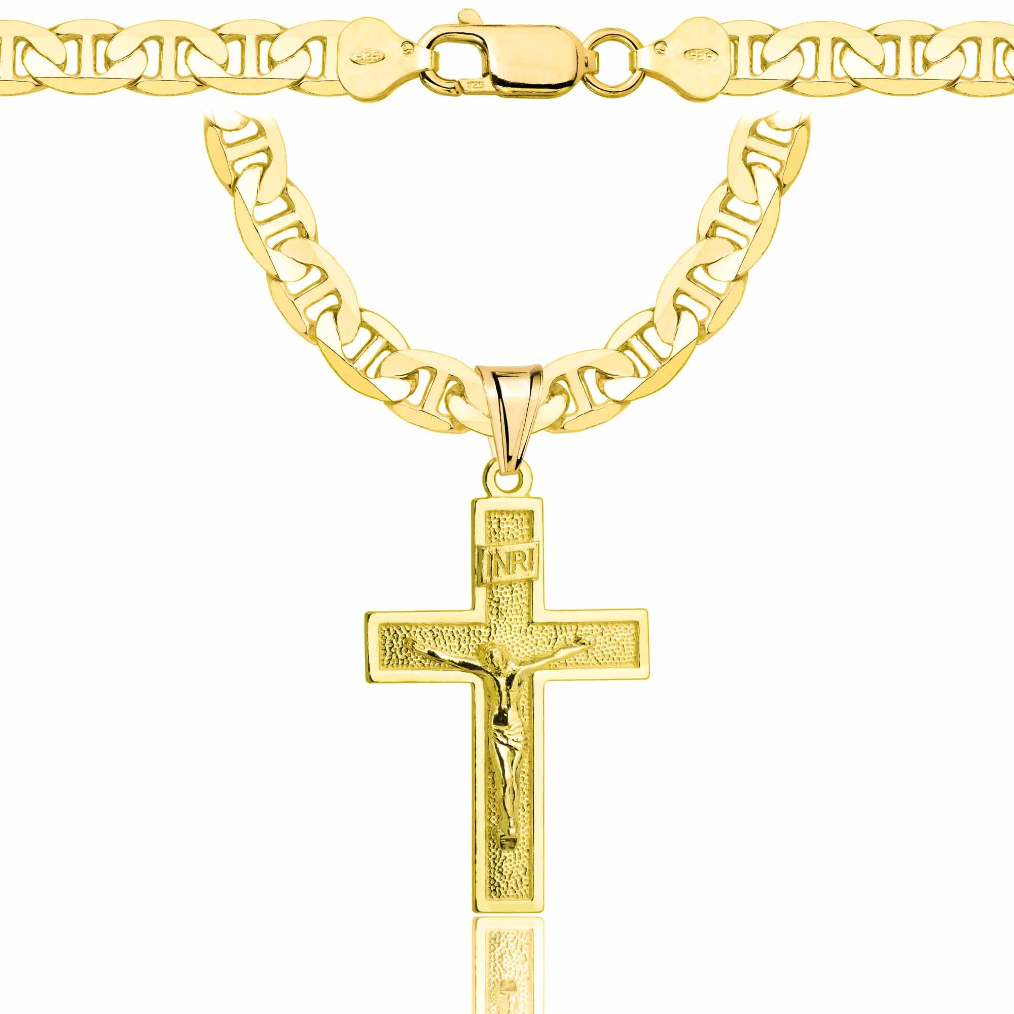 Łańcuszek pozłacany srebrny z krzyżykiem gucci 6,5mm pr. 925