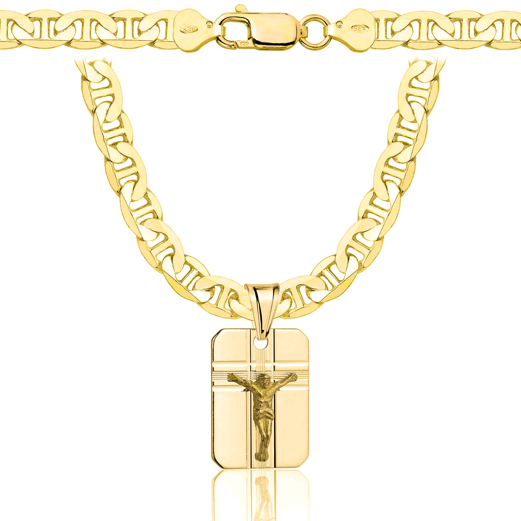 Łańcuszek pozłacany srebrny z medalikiem gucci 6,5mm pr. 925