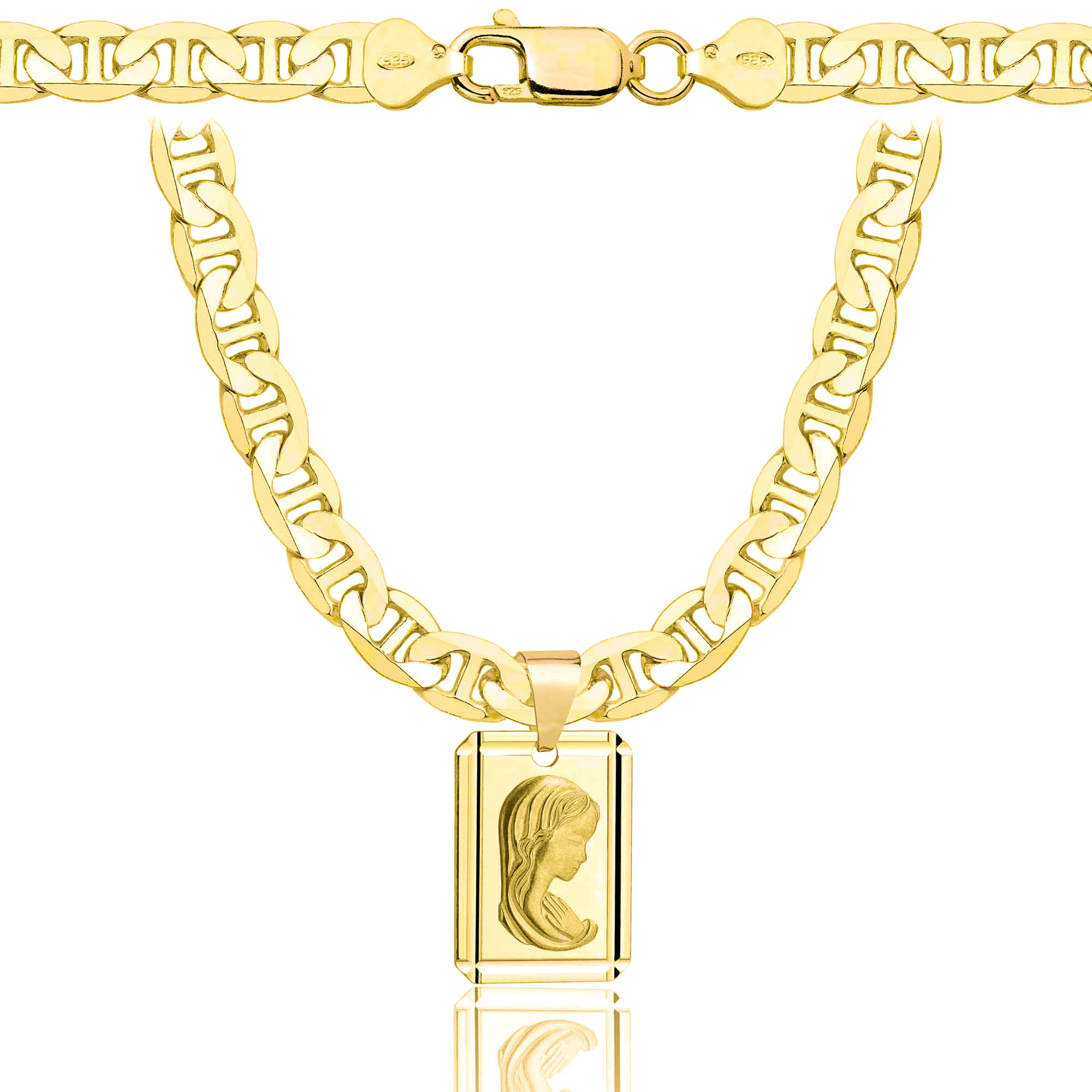 Łańcuszek pozłacany srebrny z medalikiem gucci 6,5mm pr. 925