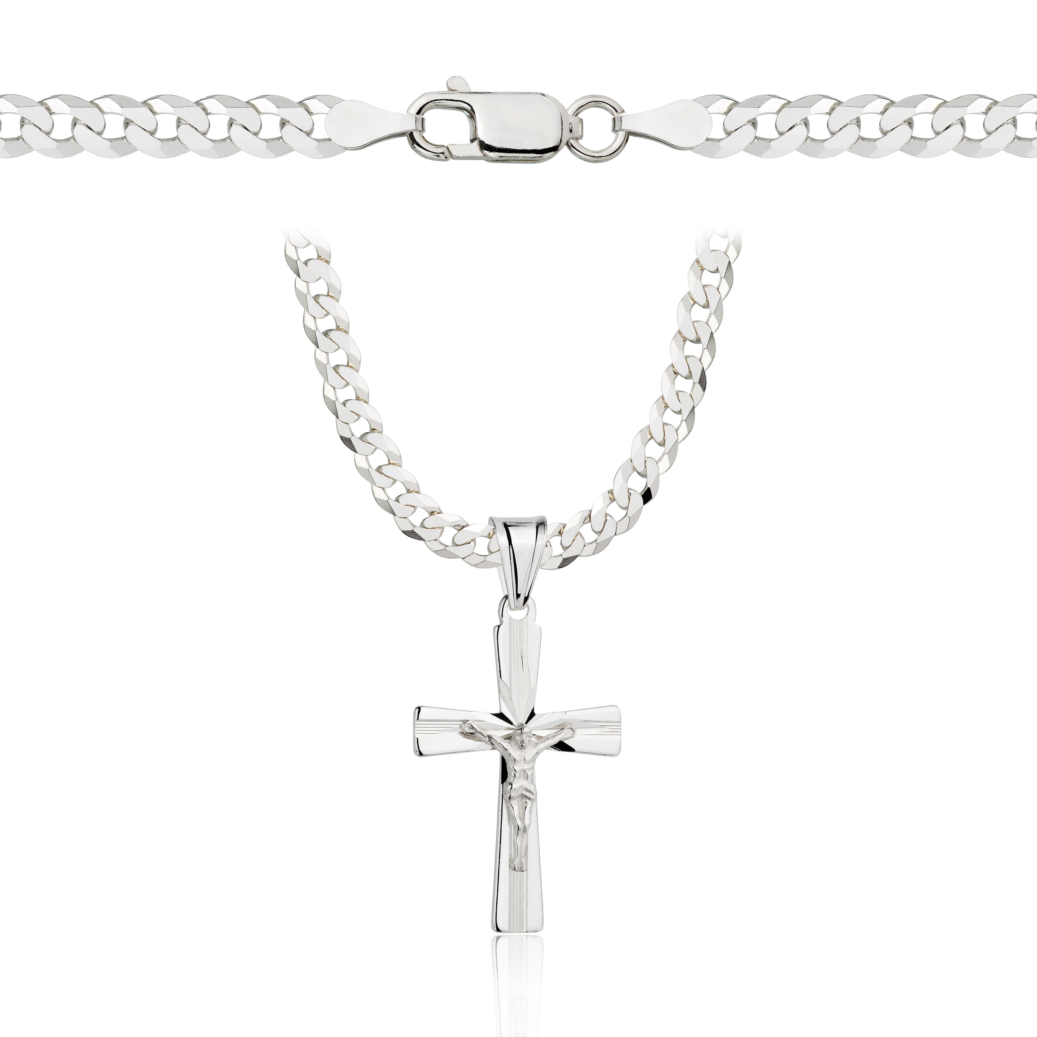 Łańcuszek srebrny z krzyżykiem pancerka 3,8mm pr. 925