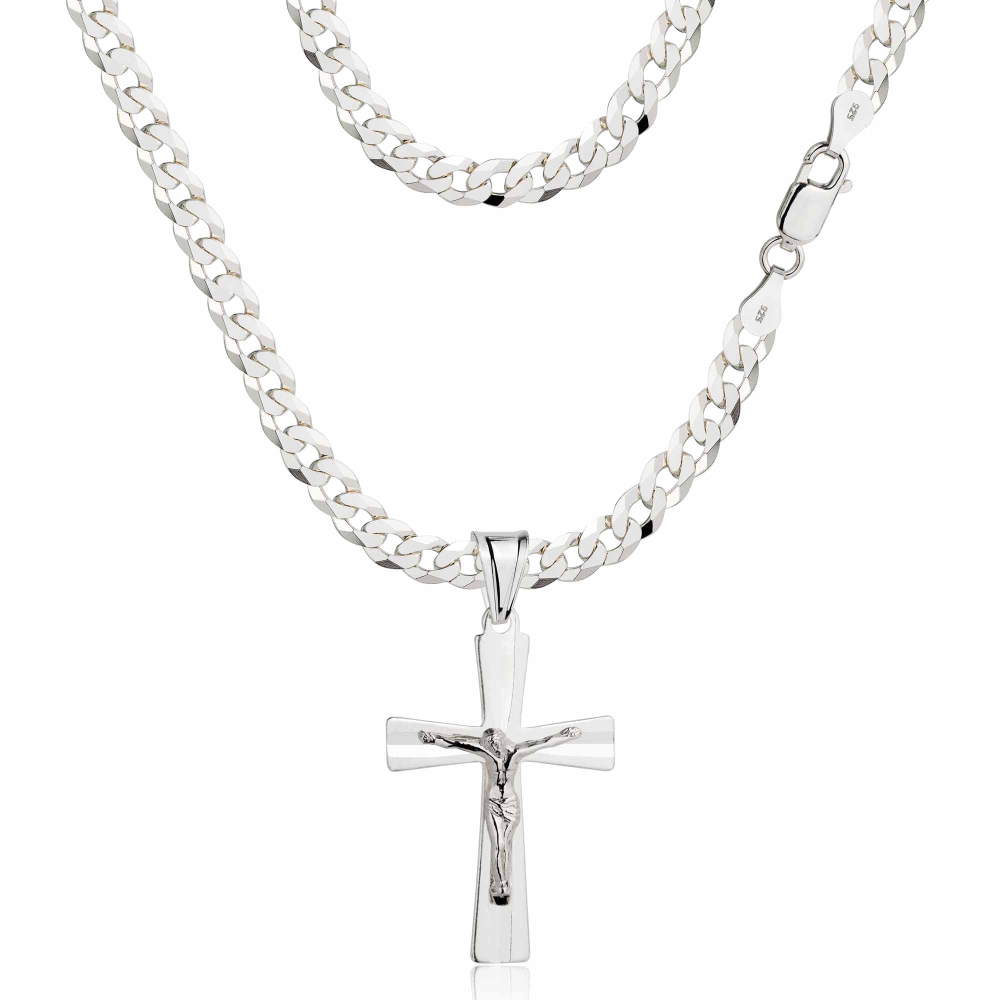 Łańcuszek srebrny z krzyżykiem pancerka 3,8mm pr. 925