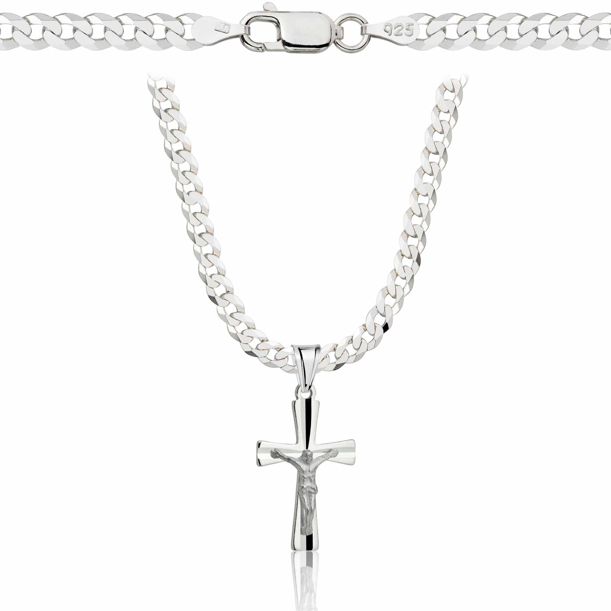 Łańcuszek srebrny z krzyżykiem pancerka 3,8mm pr. 925