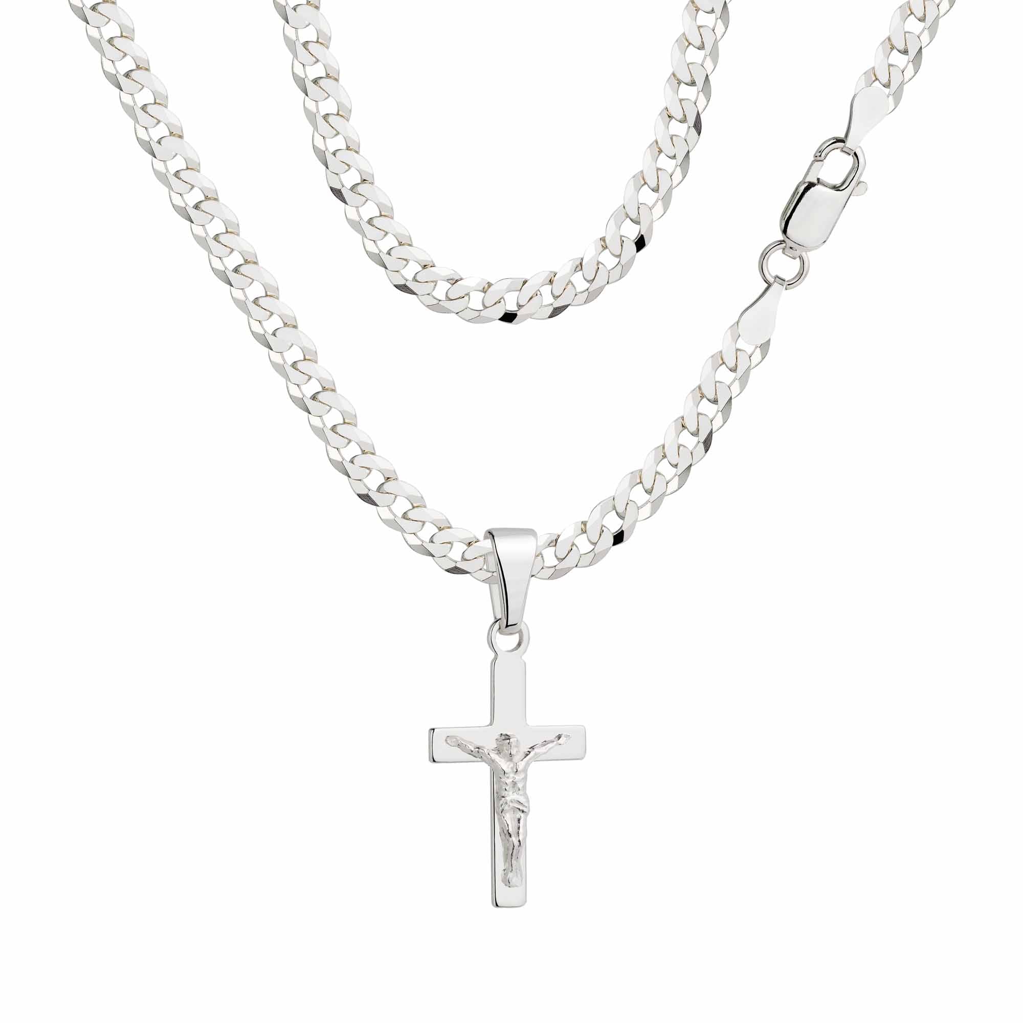 Łańcuszek srebrny z krzyżykiem pancerka 3,8mm pr. 925