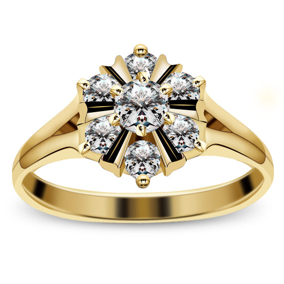 Złoty pierścionek duży kwiat 333