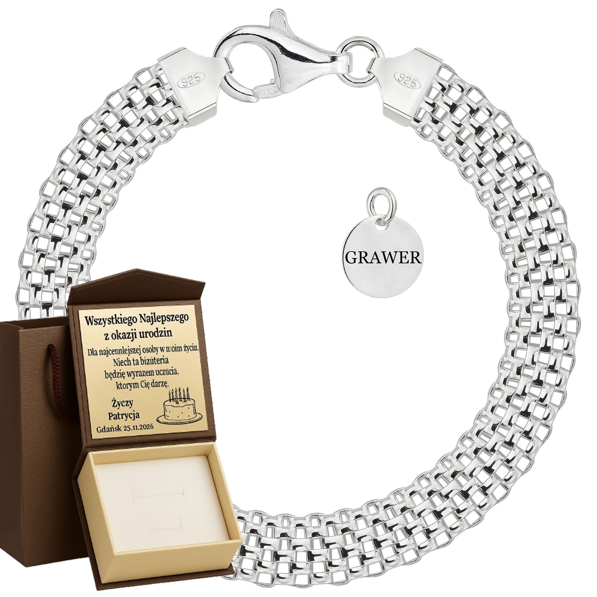 Bransoletka srebrna tub 8mm pr. 925