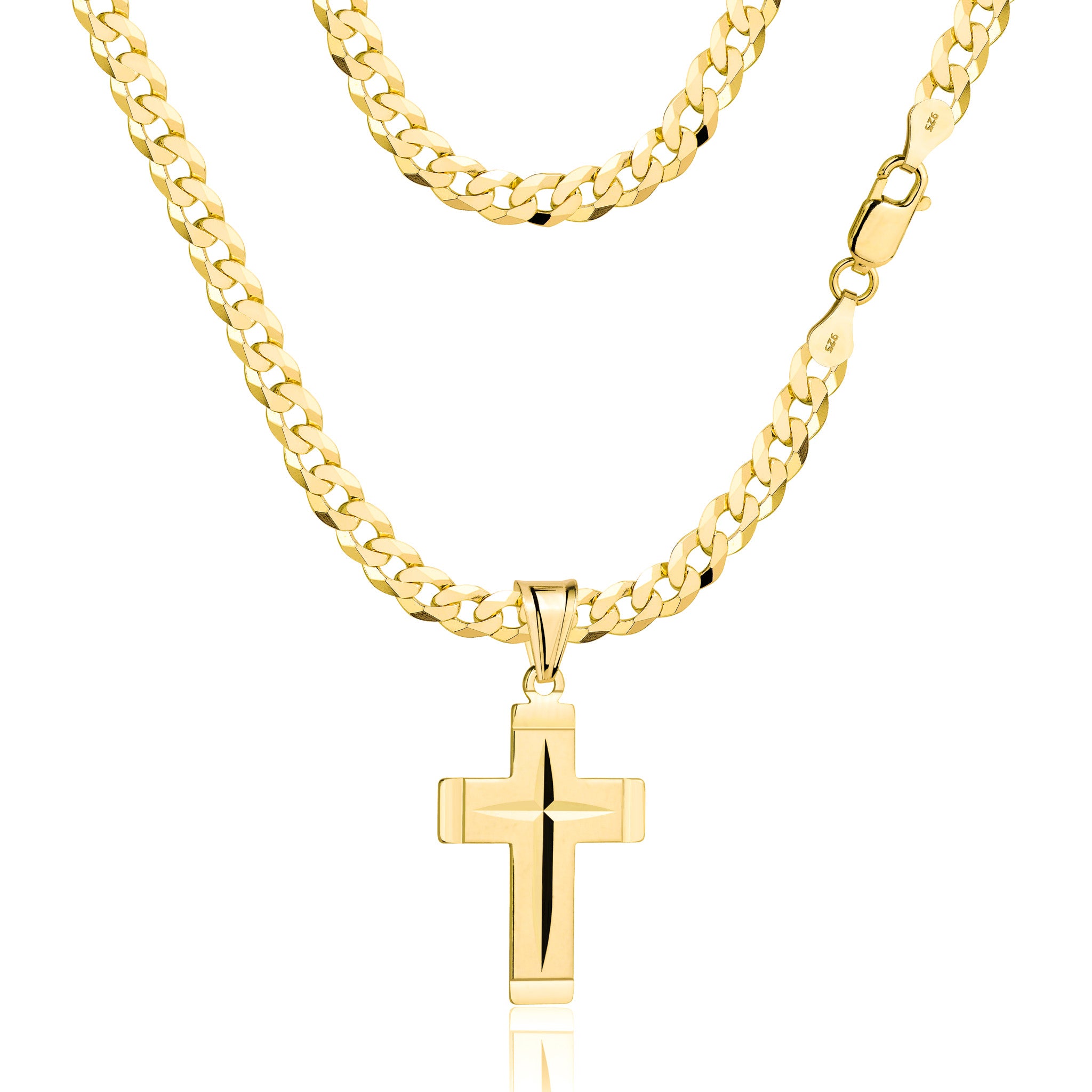 Łańcuszek pozłacany srebrny z krzyżykiem pancerka 2mm pr. 925