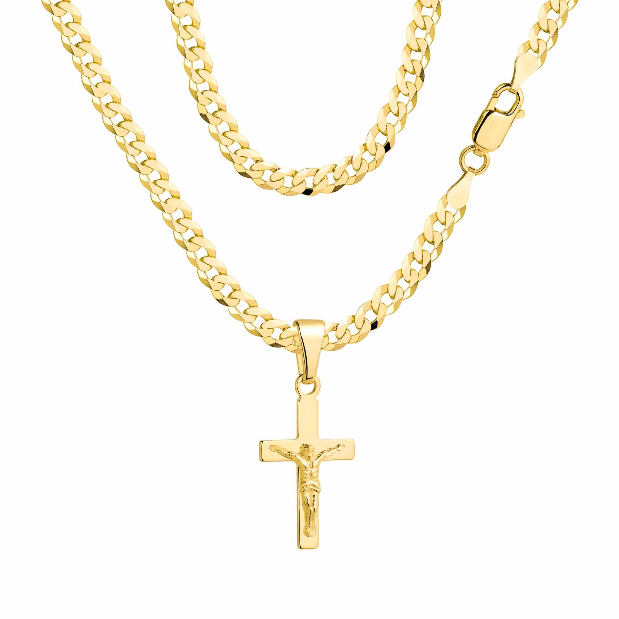 Łańcuszek pozłacany srebrny z krzyżykiem pancerka 3,8mm pr. 925