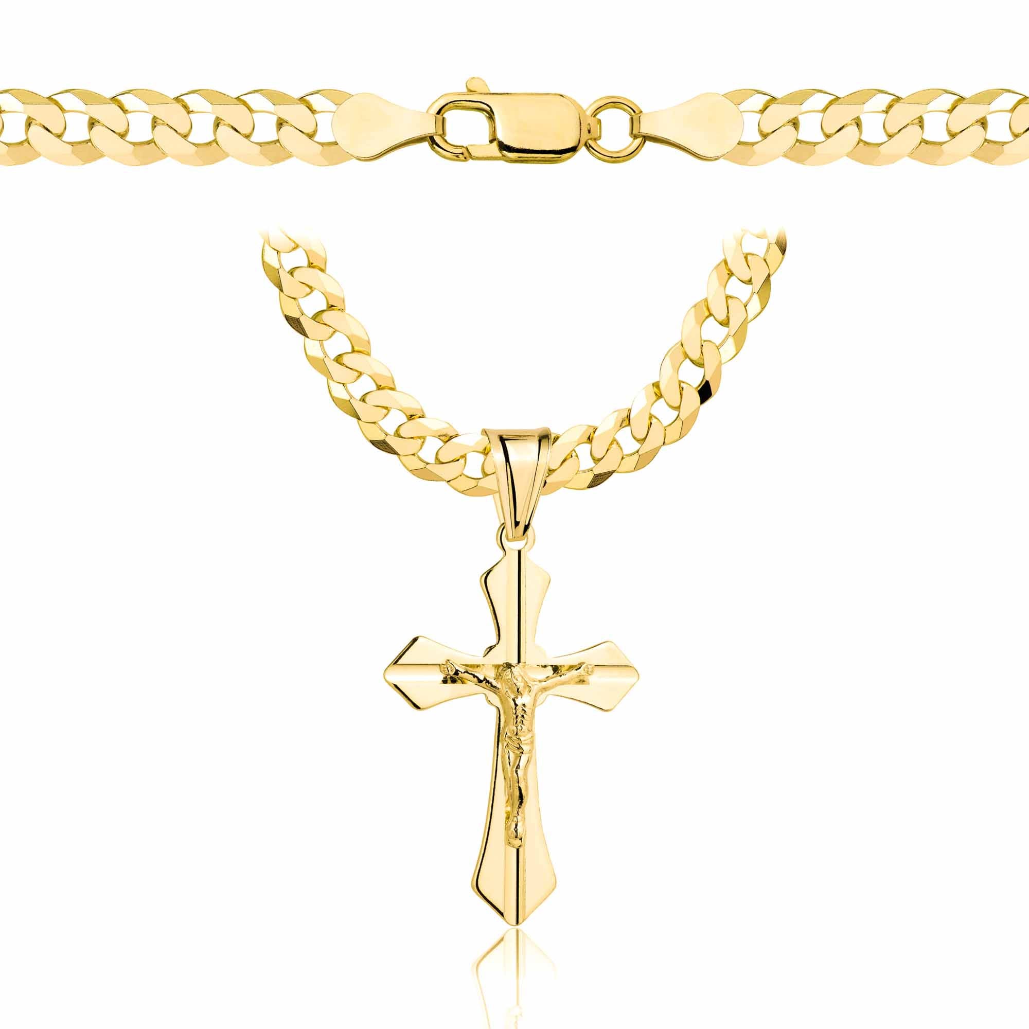 Łańcuszek pozłacany srebrny z krzyżykiem pancerka 5mm pr. 925