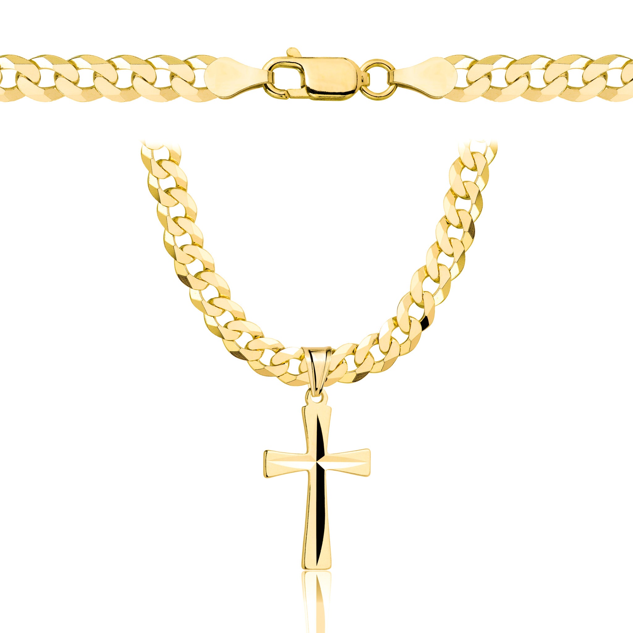 Łańcuszek pozłacany srebrny z krzyżykiem pancerka 5mm pr. 925