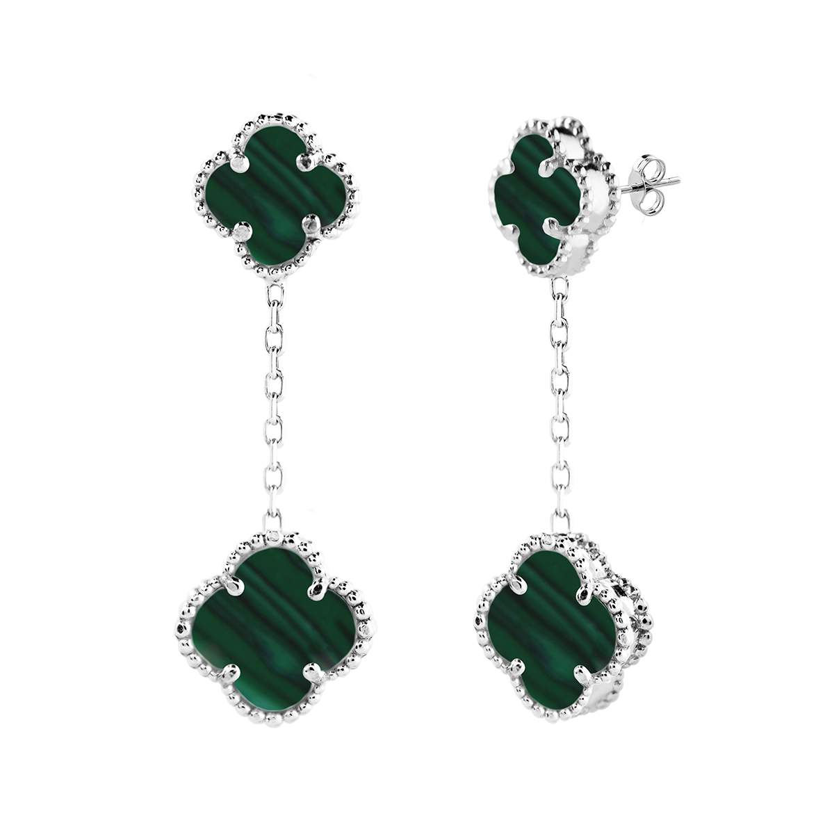 Kolczyki wiszące koniczynki zielone