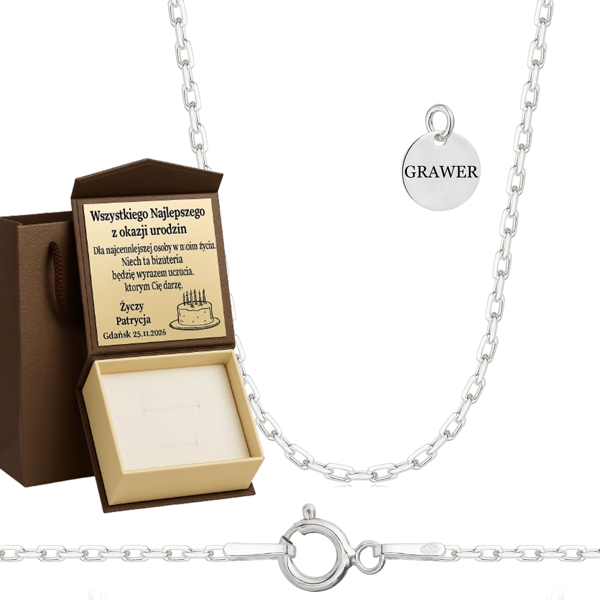 Łańcuszek srebrny ankier 1,6mm pr. 925