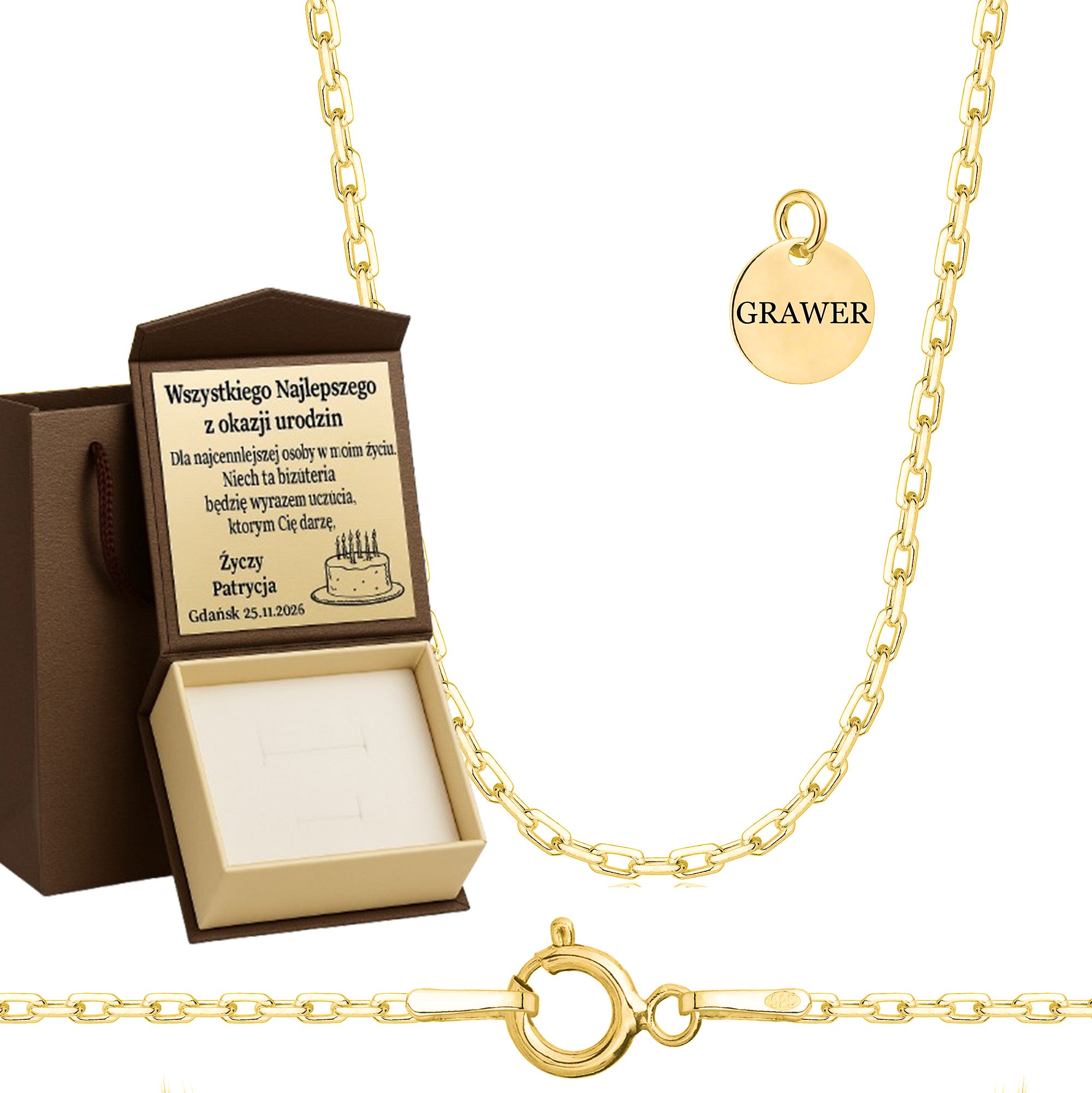 Łańcuszek pozłacany srebrny ankier 1,6mm pr. 925 585