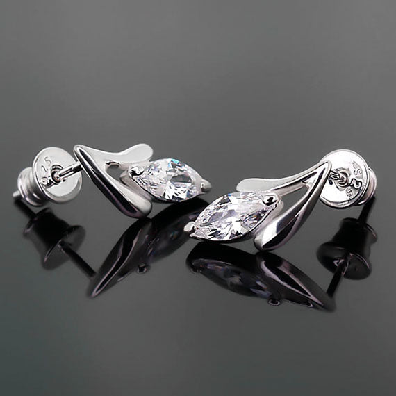 Kolczyki kropelki/łezki z białymi kamieniami