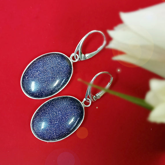 Wiszące kolczyki z dużym kamieniem - noc kairu