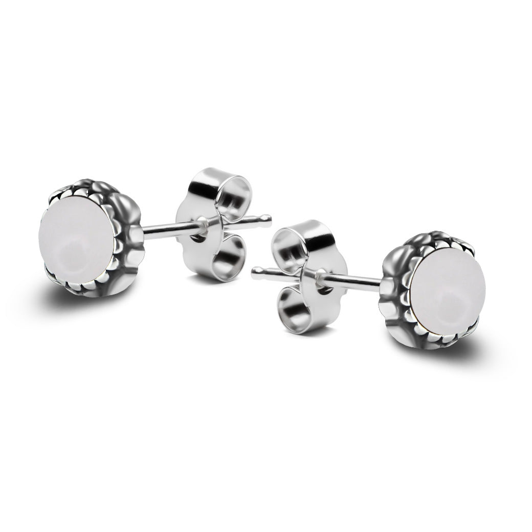 Kolczyki zdobione z białym opalem Retro Chic