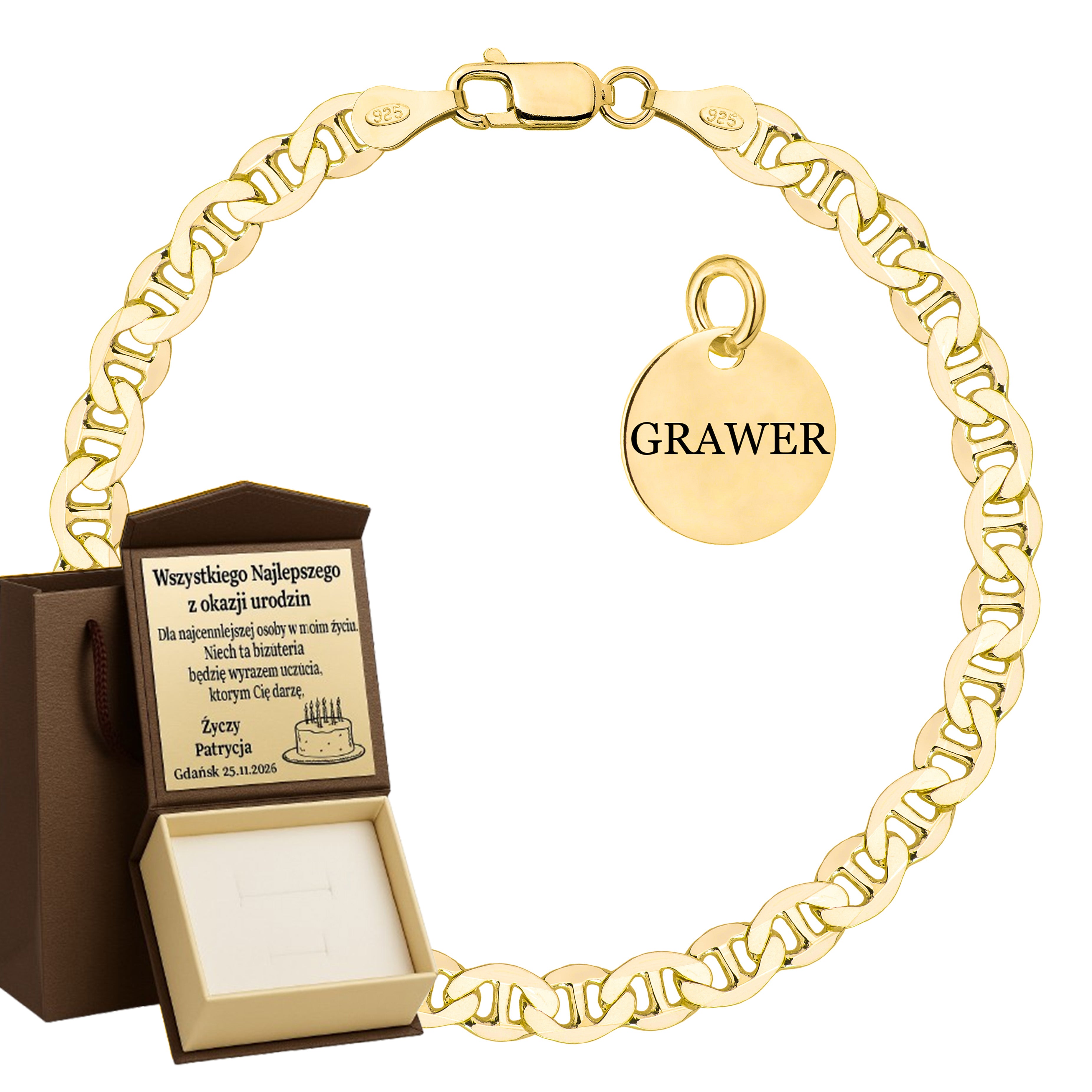 Bransoletka pozłacana srebrna gucci 5,5mm pr. 925