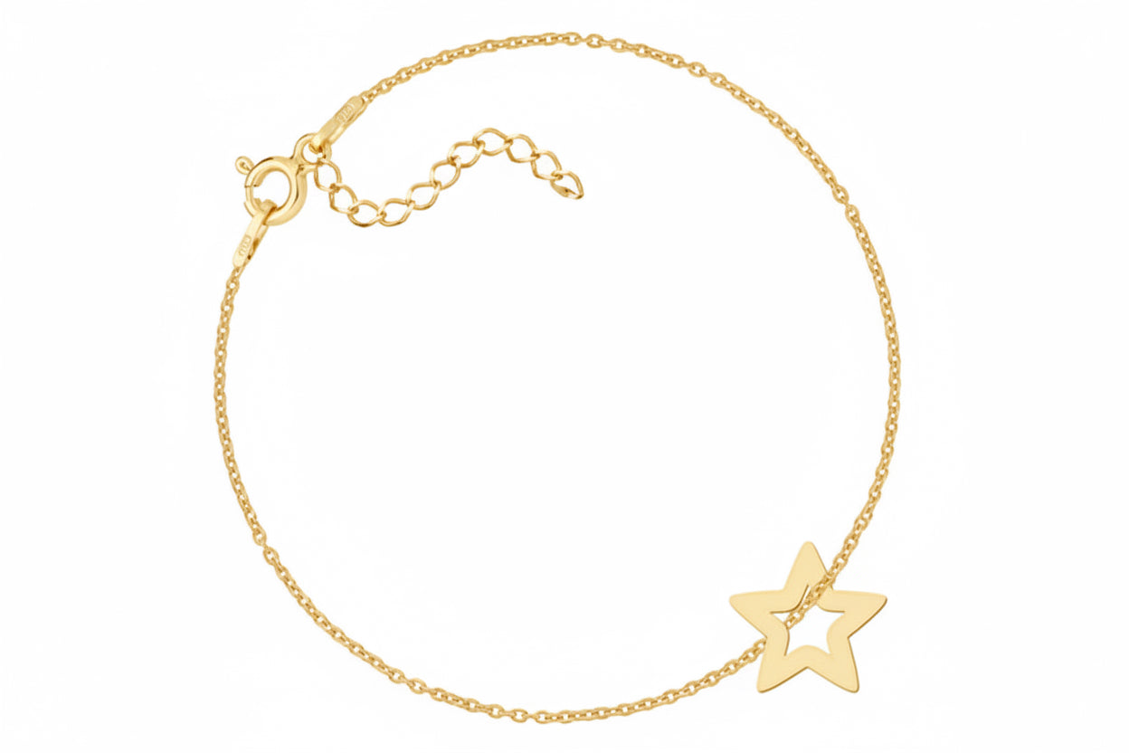 Srebrna bransoletka celebrytka gwiazdka konturowa