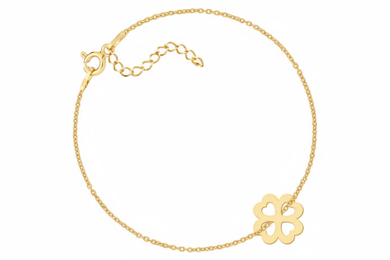 Srebrna bransoletka celebrytka koniczyna ażurowa