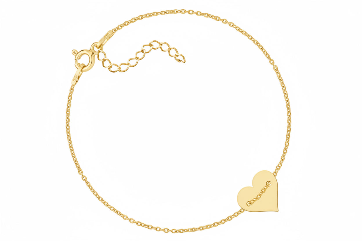 Srebrna bransoletka celebrytka z pełnym sercem