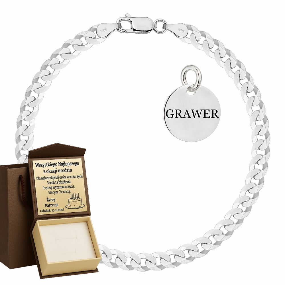 Bransoletka srebrna pancerka 5mm pr. 925