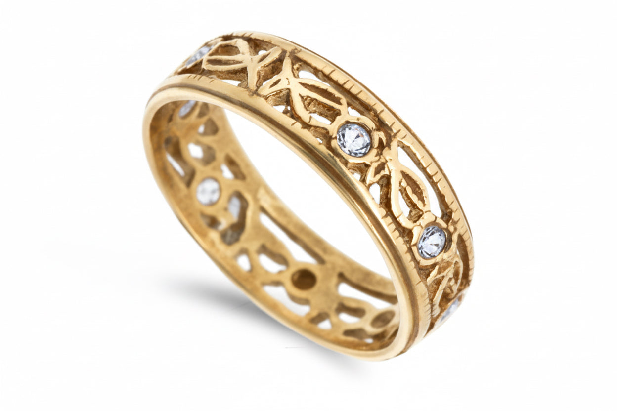 Ażurowa obrączka z cyrkoniami