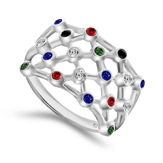 Ażurowy wielokolorowy pierścionek