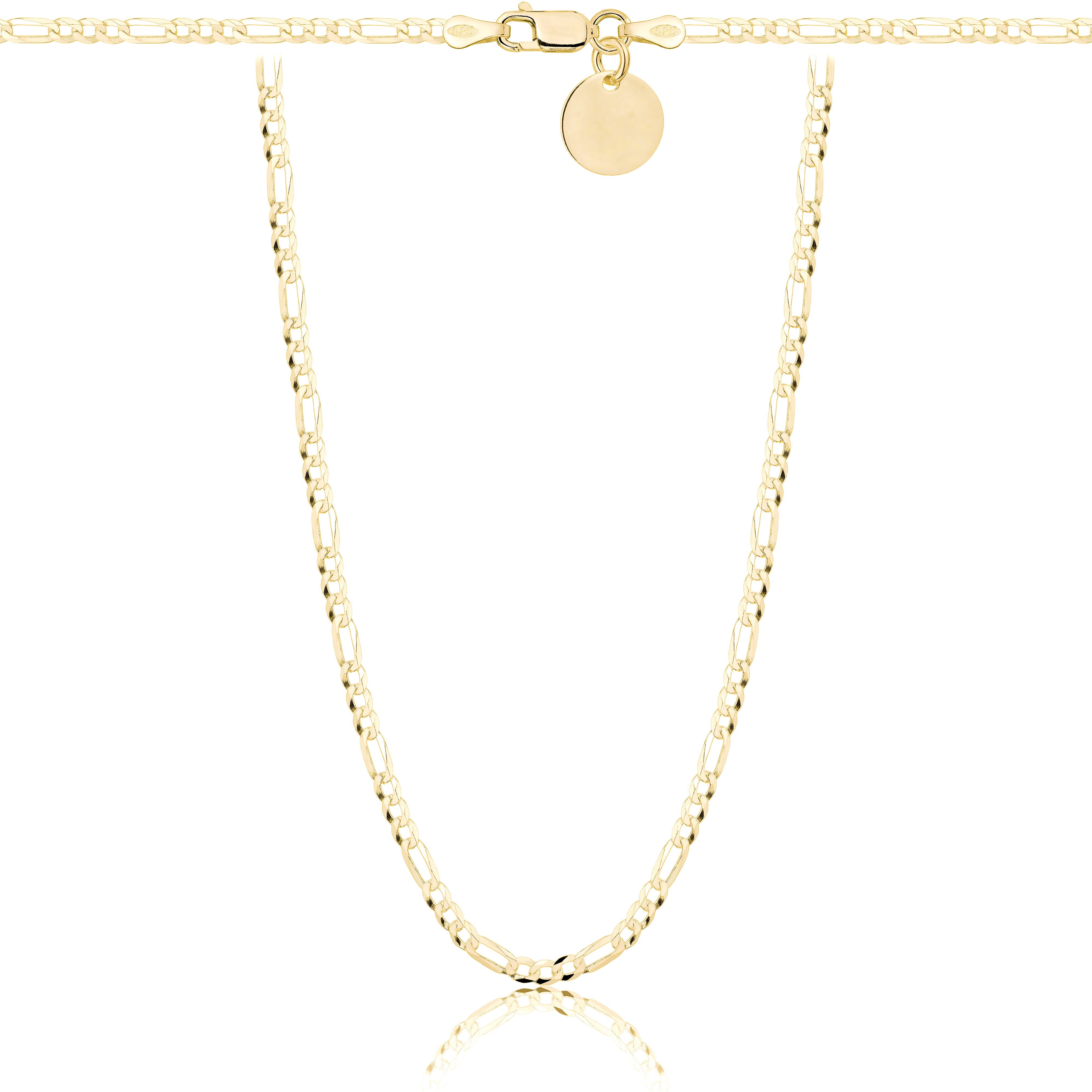 Łańcuszek pozłacany srebrny figaro 2,3 mm pr. 925