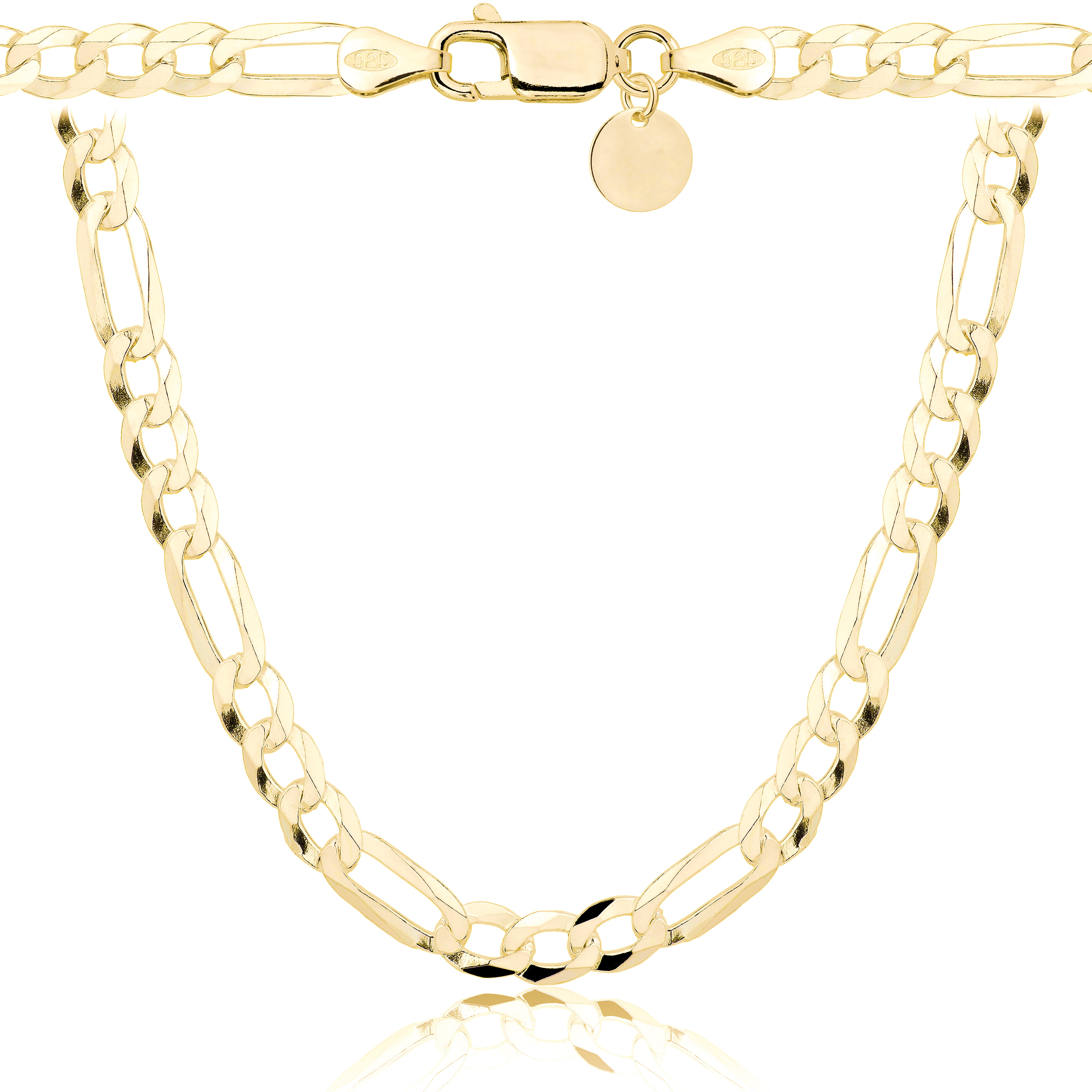 Łańcuszek pozłacany srebrny figaro 7 mm pr. 925