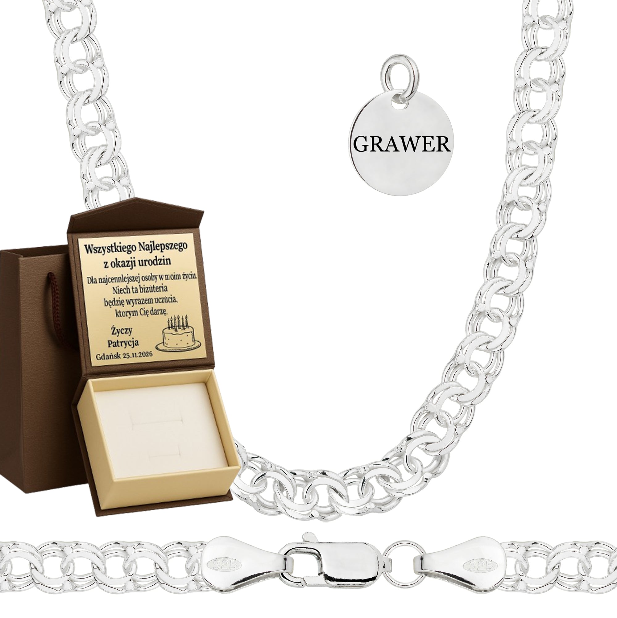 Łańcuszek srebrny galibardi 4,5 mm pr. 925