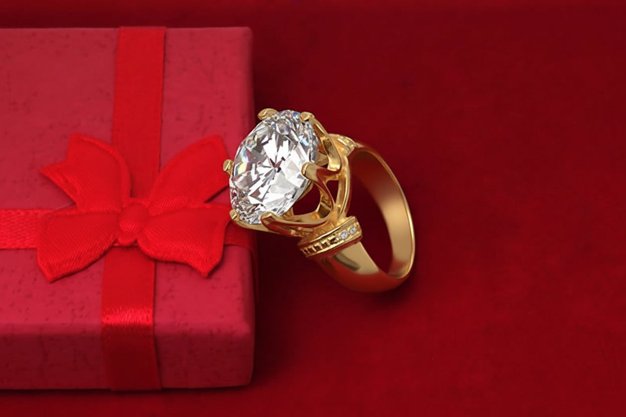 Pierścionek z 15mm cyrkonią