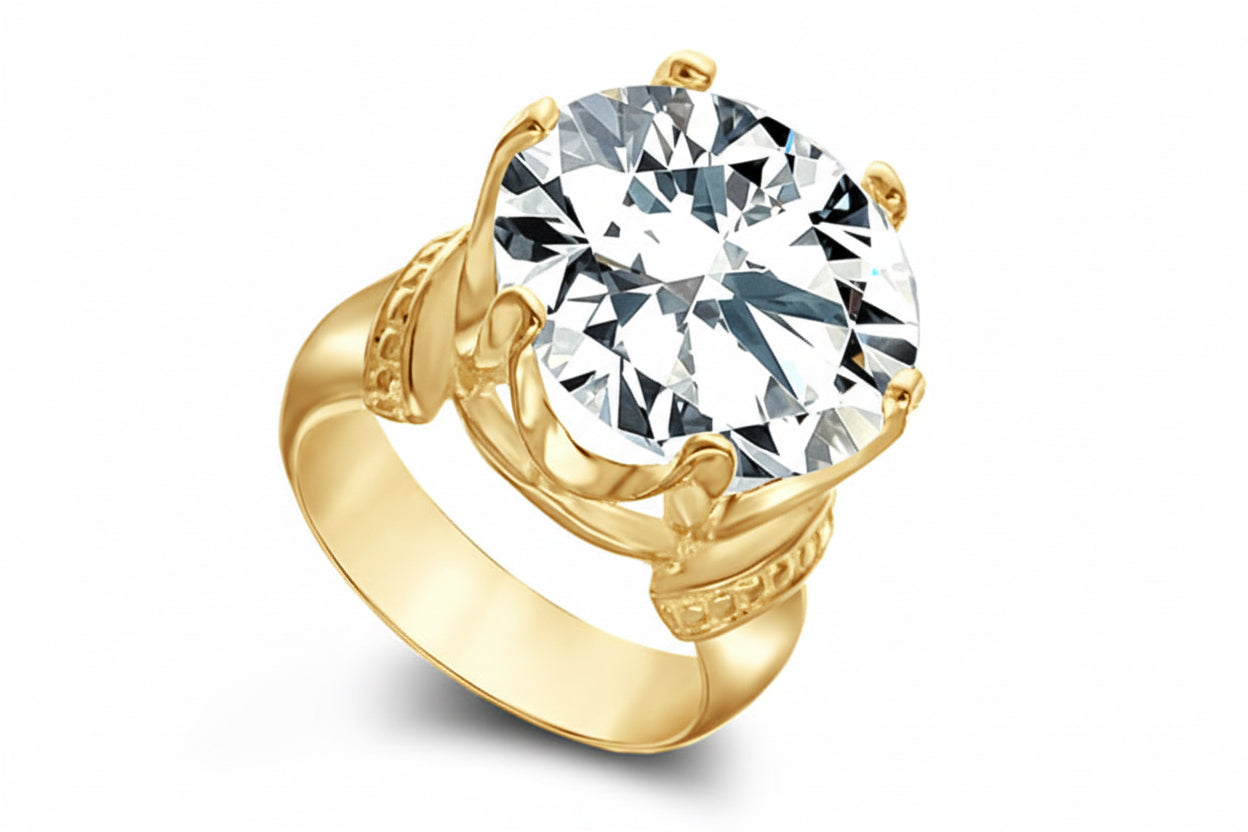 Pierścionek z 15mm cyrkonią