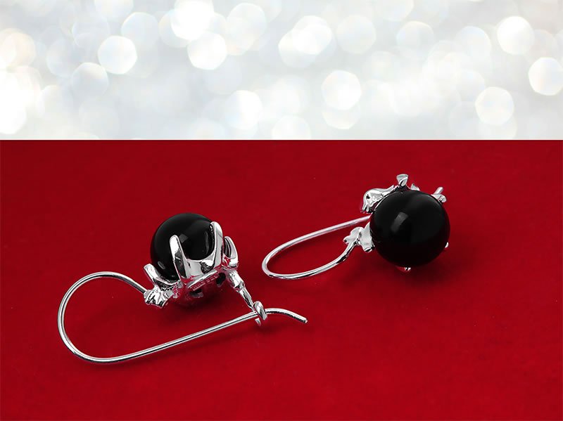 Kolczyki z czarną kuleczką 10mm