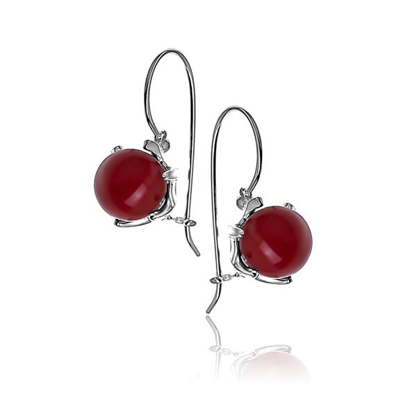 Kolczyki z czerwoną kuleczką 10mm