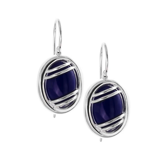 Kolczyki z fioletowym kamieniem