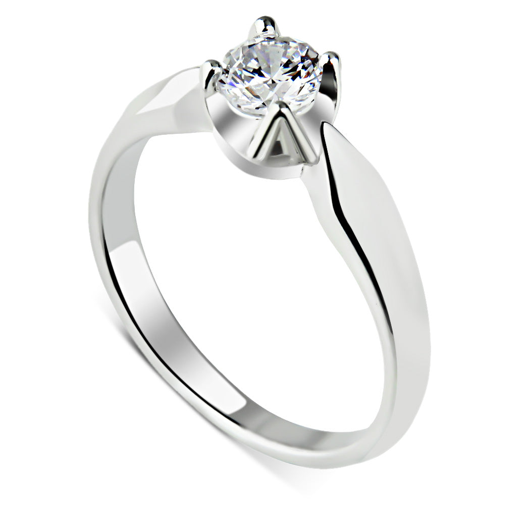 Pierścionek z centralnymi białym kamieniem 5mm