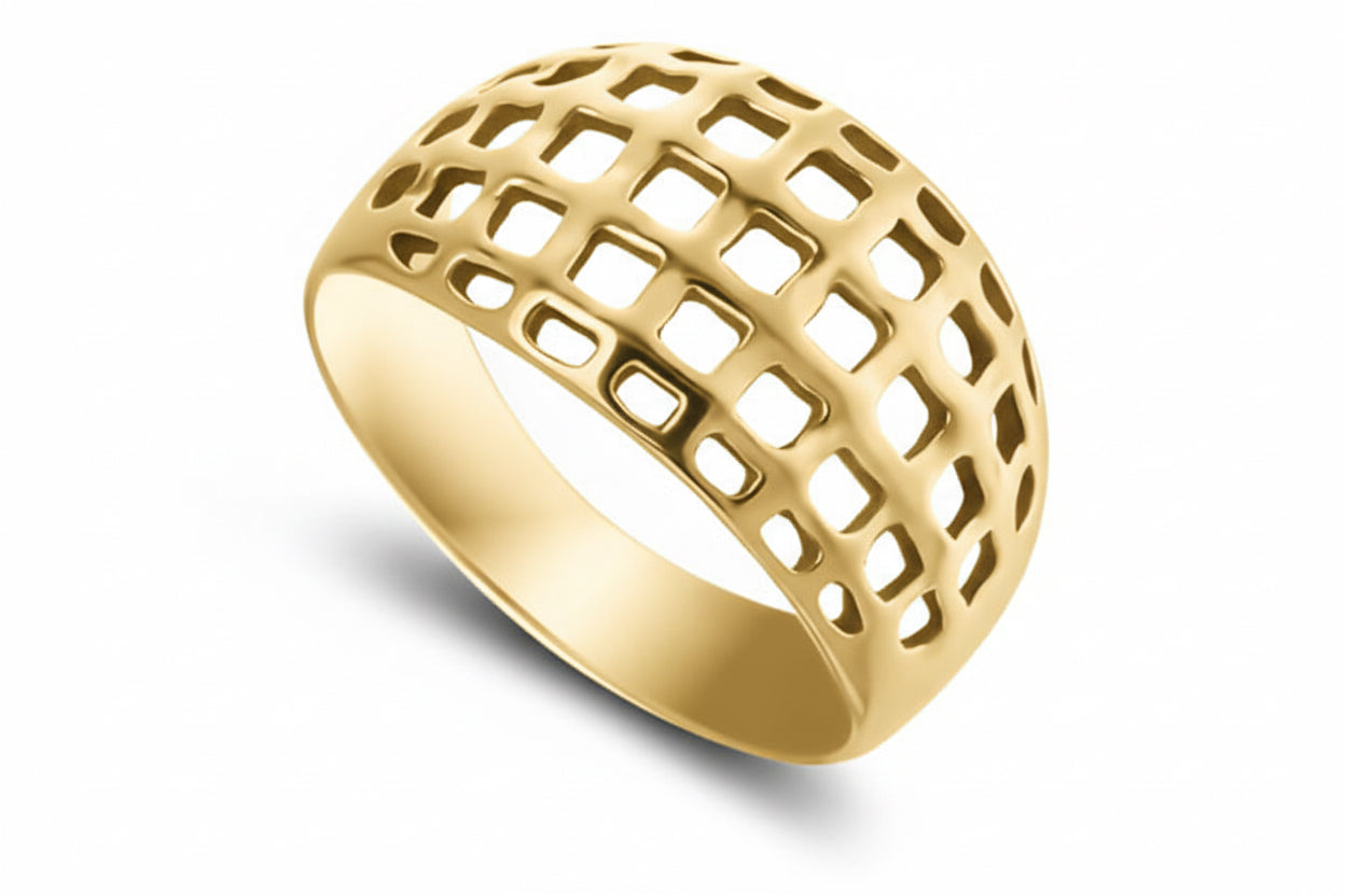 Pierścionek szeroki ażurowy