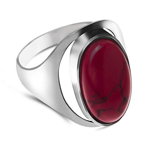 Pierścionek z koralem 20x11mm