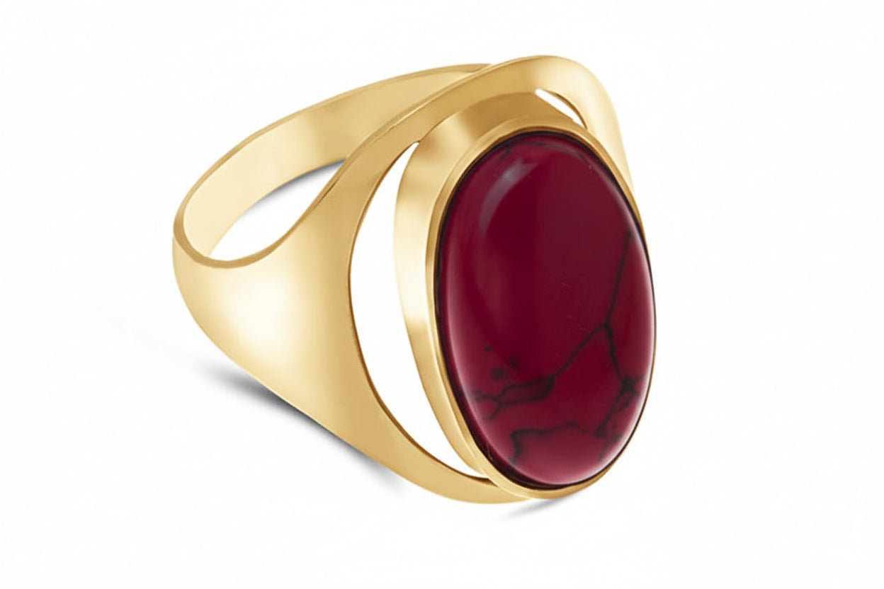 Pierścionek z koralem 20x11mm