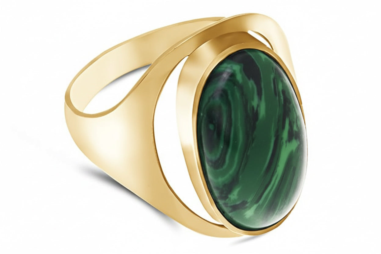 Pierścionek z malachitem 20x11mm