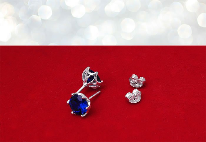 Kolczyki z szafirową cyrkonią 7mm sztyft