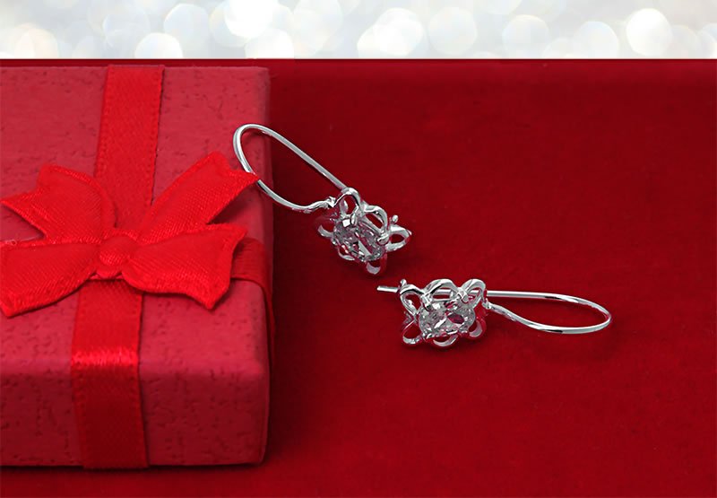 Kolczyki kwiaty z cyrkonią 6x4