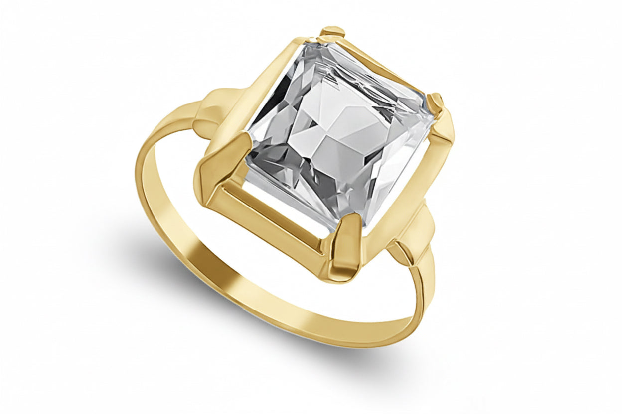 Pierścionek z prostokątną cyrkonią 10x8mm