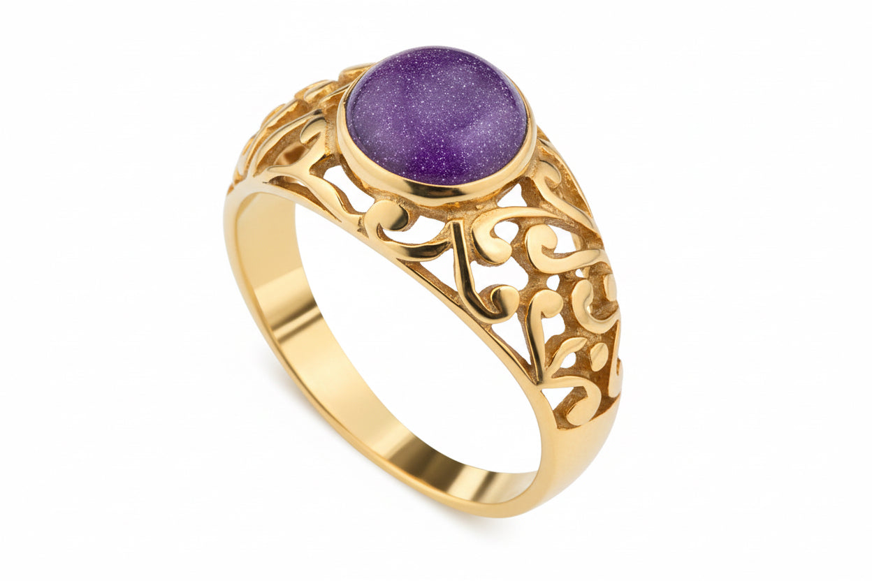 Pierścionek ażurowy z nocą kairu srebro pozłacane