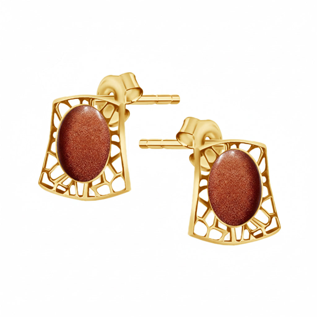 Ażurowe kolczyki w stylu retro z piaskiem pustyni Klasyczna Pola srebro pozłacane