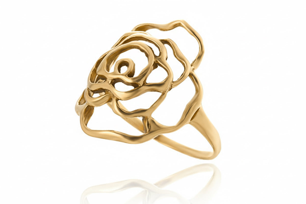 Pierścionek kwiat ażurowy