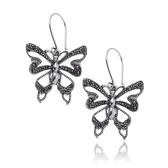 Kolczyki motyle z markazytami