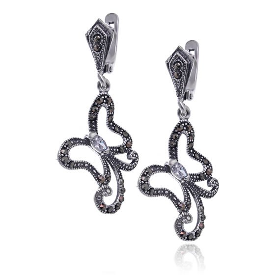 Kolczyki z markazytami i cyrkonią