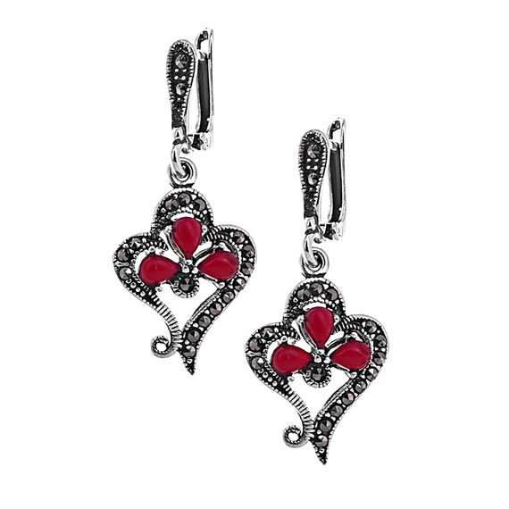 Kolczyki z markazytami i koralami