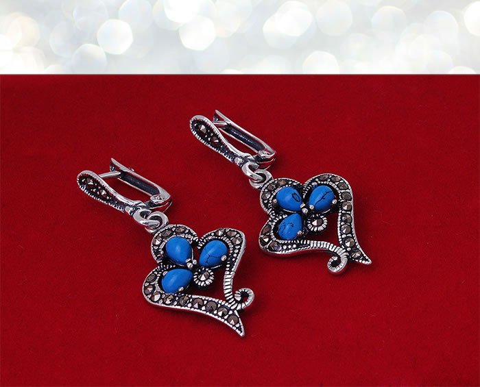 Kolczyki z markazytami i turkusami