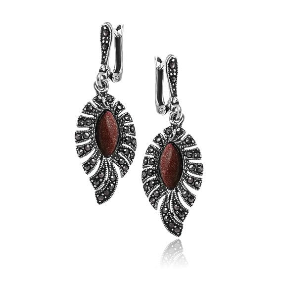 Kolczyki z markazytami i piaskiem pustyni